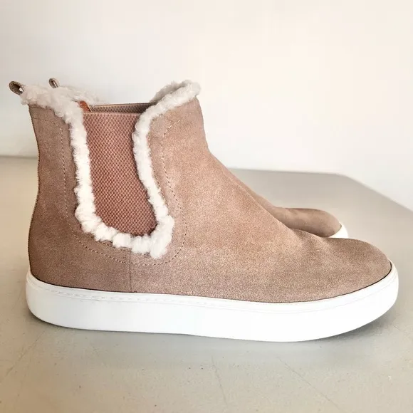 Lucky Brand Kichai Suede Chelsea Boots Size 8.5 Cozy Shearling