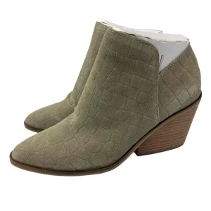 Lucky Brand Womens Size 8M Fossilized Jupiter Saucie Boots Suede Croc Chunky