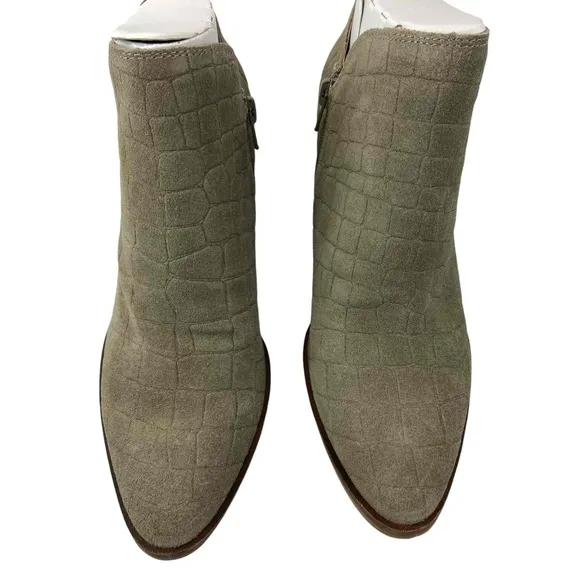 Lucky Brand Womens Size 8M Fossilized Jupiter Saucie Boots Suede Croc Chunky