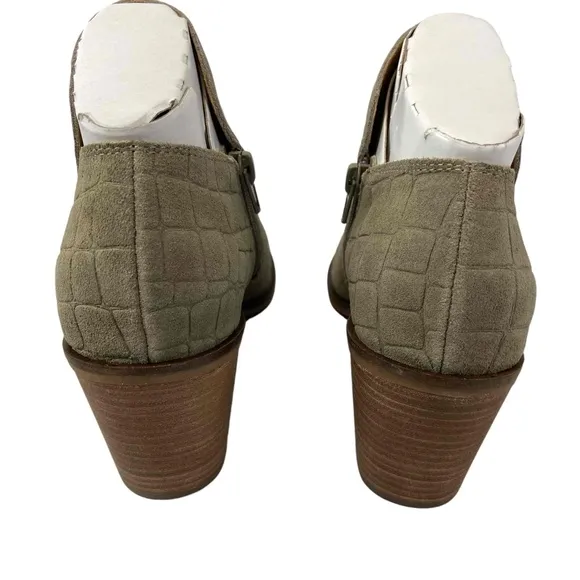 Lucky Brand Womens Size 8M Fossilized Jupiter Saucie Boots Suede Croc Chunky