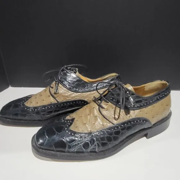 M Collection Men's Genuine Alligator Italian Shoes
