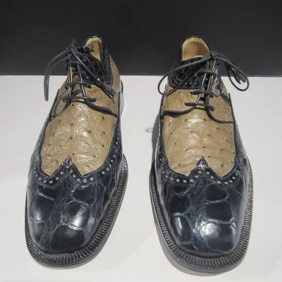 M Collection Men's Genuine Alligator Italian Shoes