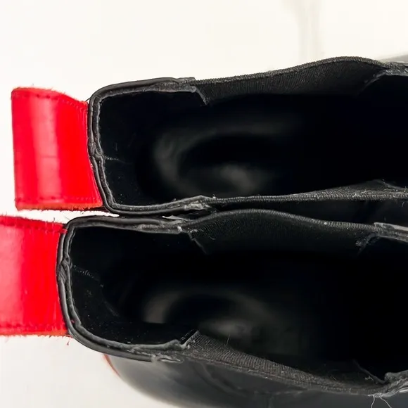 M. Gemi Black White and Red Leather Ankle Boots Sneakers Womens Sz EU 36 / US 6