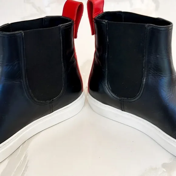 M. Gemi Black White and Red Leather Ankle Boots Sneakers Womens Sz EU 36 / US 6