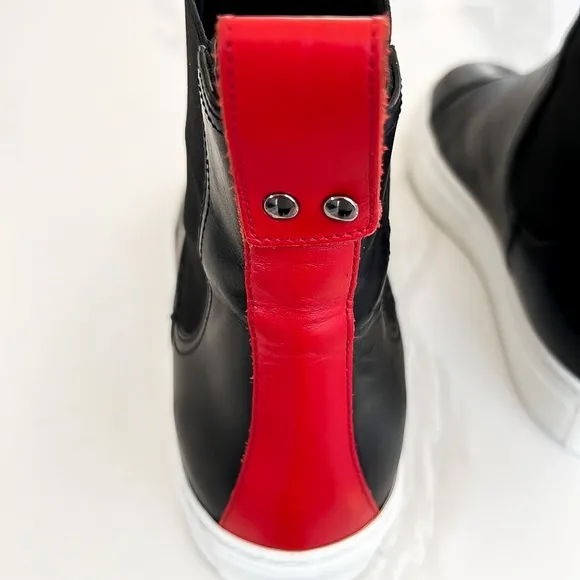 M. Gemi Black White and Red Leather Ankle Boots Sneakers Womens Sz EU 36 / US 6