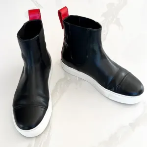 M. Gemi Black White and Red Leather Ankle Boots Sneakers Womens Sz EU 36 / US 6