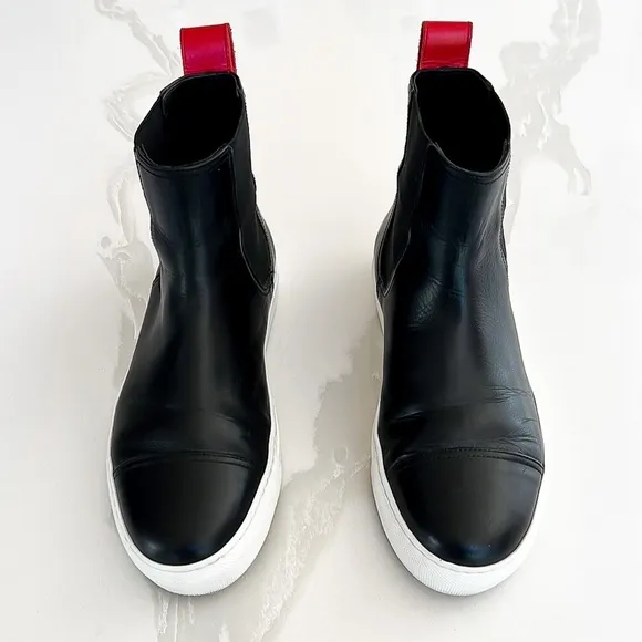 M. Gemi Black White and Red Leather Ankle Boots Sneakers Womens Sz EU 36 / US 6