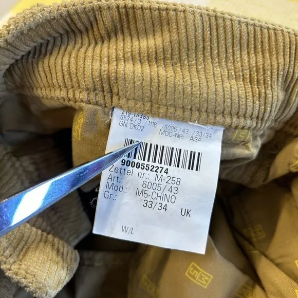 M/5 M5 Meyer Navy Brown Corduroy Pants Chino Fit 34 X 33
