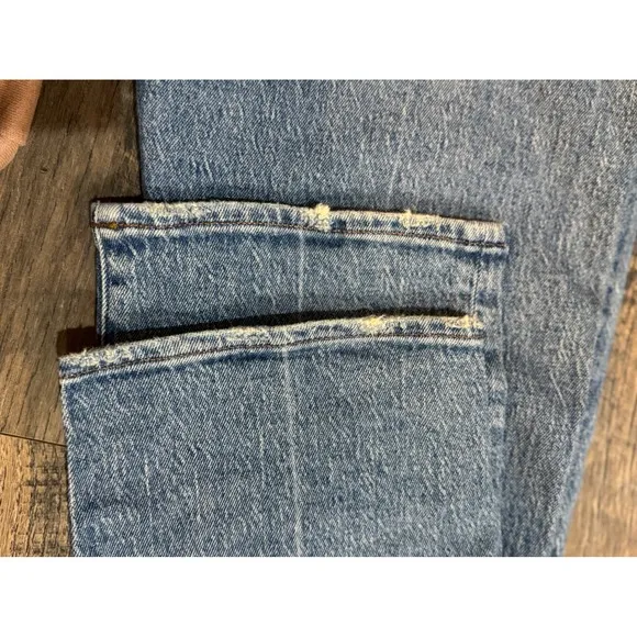 Madewell 90's Straight Leg Jeans distressed Hem Light Wash Denim