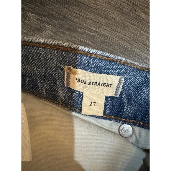 Madewell 90's Straight Leg Jeans distressed Hem Light Wash Denim