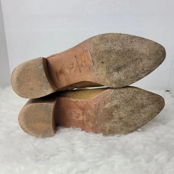 Madewell Hailie Womens Ankle Boots Size 7.5 Western Tan Suede  Stacked Heel