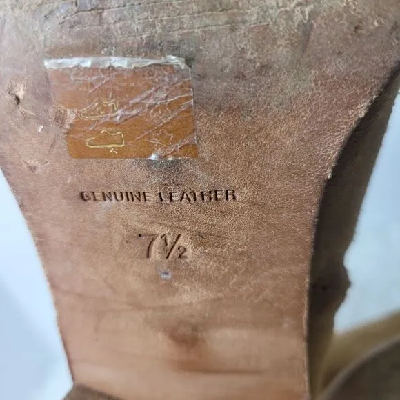Madewell Hailie Womens Ankle Boots Size 7.5 Western Tan Suede  Stacked Heel