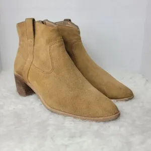 Madewell Hailie Womens Ankle Boots Size 7.5 Western Tan Suede  Stacked Heel