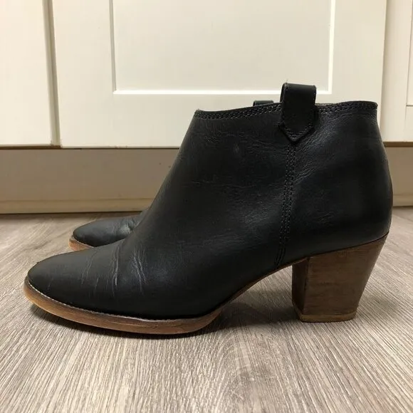 Madewell The Billie Boots Black Leather Ankle Booties Women's Size 9.5 Shoes