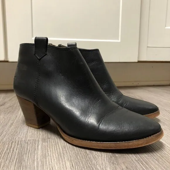 Madewell The Billie Boots Black Leather Ankle Booties Women's Size 9.5 Shoes