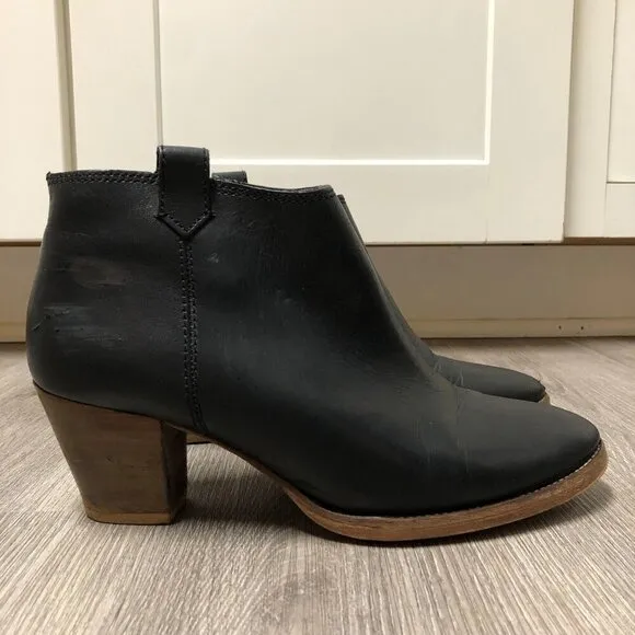 Madewell The Billie Boots Black Leather Ankle Booties Women's Size 9.5 Shoes