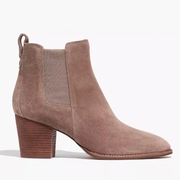 Madewell The Regan Ankle Suede Leather Boot in Wet Pebble Size 8
