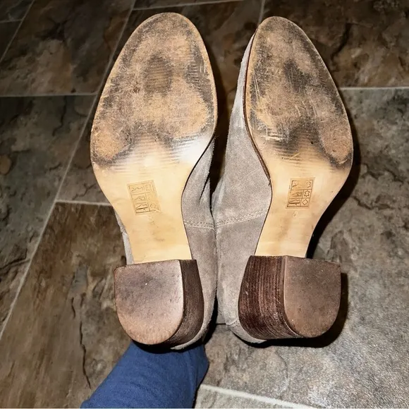 Madewell The Regan Ankle Suede Leather Boot in Wet Pebble Size 8