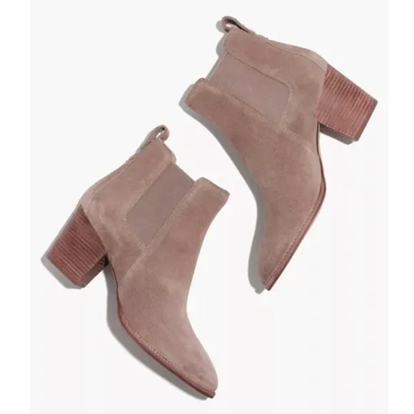 Madewell The Regan Ankle Suede Leather Boot in Wet Pebble Size 8