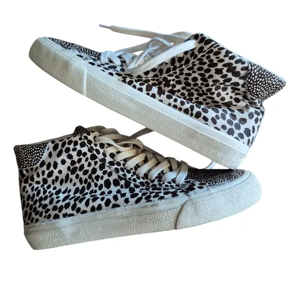 Madewell Women's High-Top Animal Print Sneakers  Black and White 7.5
