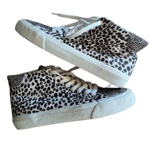 Madewell Women's High-Top Animal Print Sneakers  Black and White 7.5