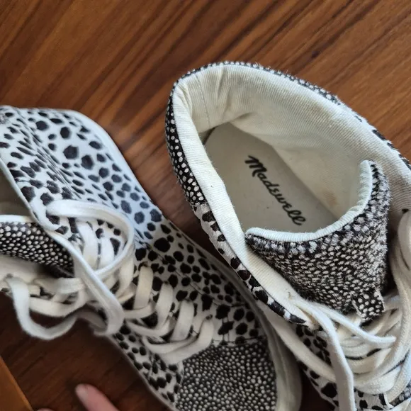 Madewell Women's High-Top Animal Print Sneakers  Black and White 7.5