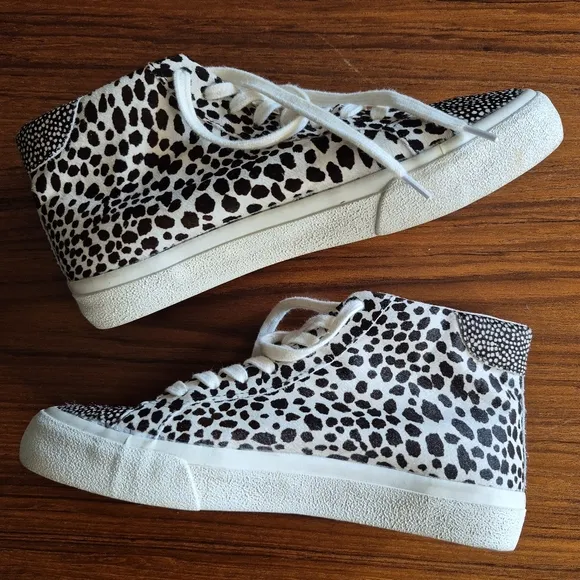 Madewell Women's High-Top Animal Print Sneakers  Black and White 7.5