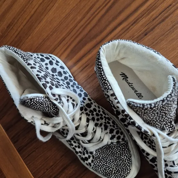 Madewell Women's High-Top Animal Print Sneakers  Black and White 7.5