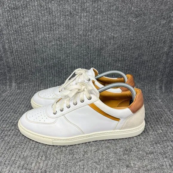 Magnanni Chavez Low White Brown Leather Sneakers Shoes Mens Size 8 US