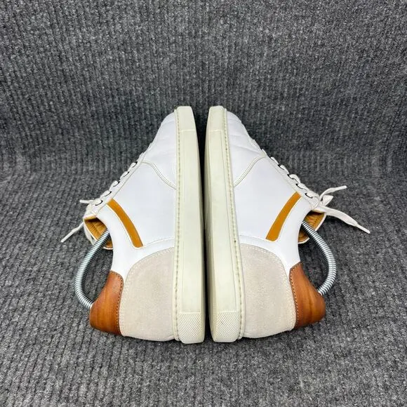 Magnanni Chavez Low White Brown Leather Sneakers Shoes Mens Size 8 US