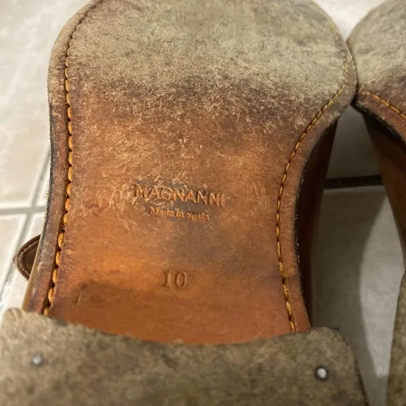 Magnanni Mens 10 M Monk Strap Leather Dress Shoes Brown Made in Spain 13276