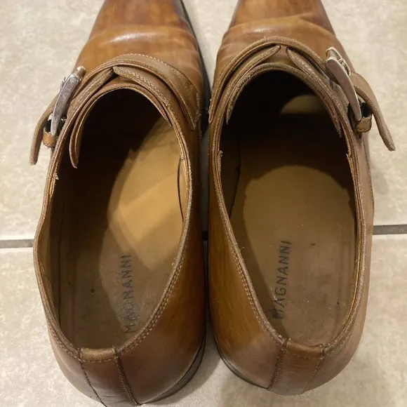 Magnanni Mens 10 M Monk Strap Leather Dress Shoes Brown Made in Spain 13276