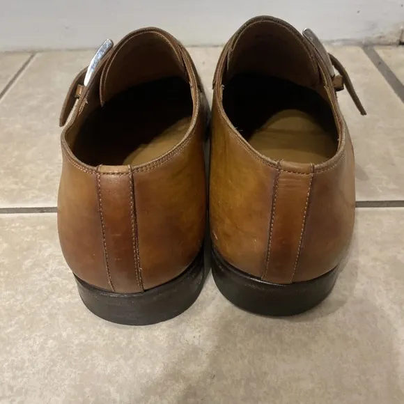 Magnanni Mens 10 M Monk Strap Leather Dress Shoes Brown Made in Spain 13276