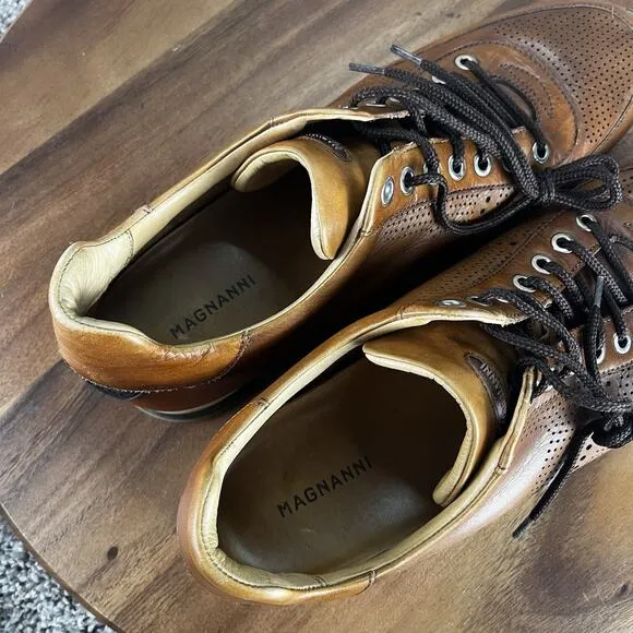 Magnanni Pueblo Casual Sneaker Shoe Mens 10 M 14804 Brown Leather Spain Designer
