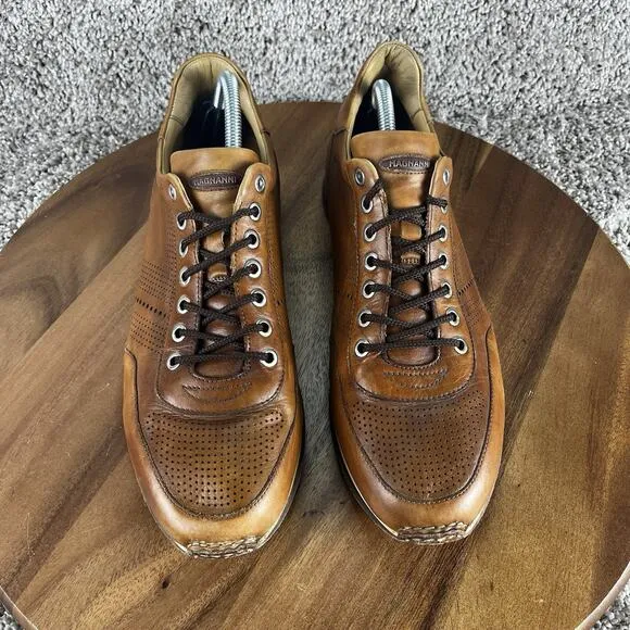 Magnanni Pueblo Casual Sneaker Shoe Mens 10 M 14804 Brown Leather Spain Designer