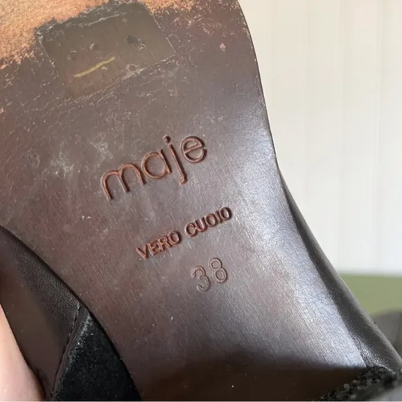 Maje Italy Suede &amp; Leather Ankle Boots w Sparkly Heels