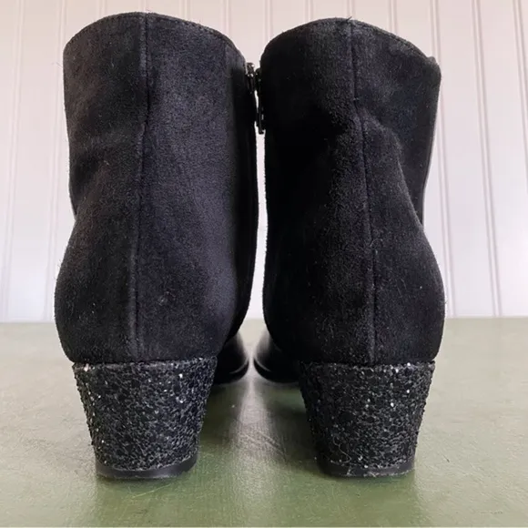 Maje Italy Suede &amp; Leather Ankle Boots w Sparkly Heels