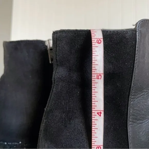 Maje Italy Suede &amp; Leather Ankle Boots w Sparkly Heels