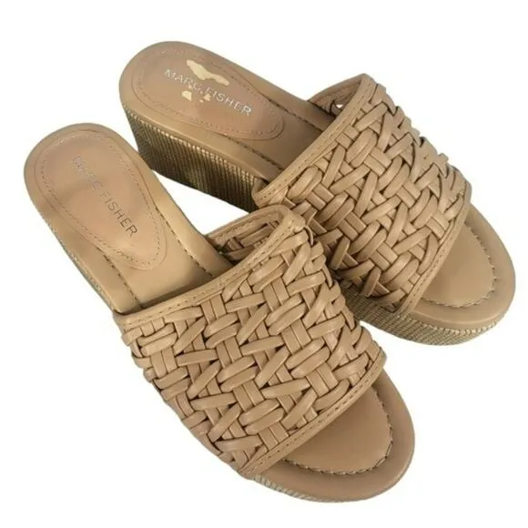 Marc Fisher Bashina Slip-on Casual Wedge Sandal Light Natural 7