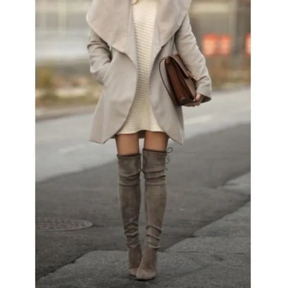 Marc Fisher Humor2 Over The Knee Boots Taupe Faux Suede Size 9.5 W