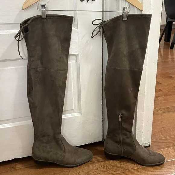 Marc Fisher Humor2 Over The Knee Boots Taupe Faux Suede Size 9.5 W