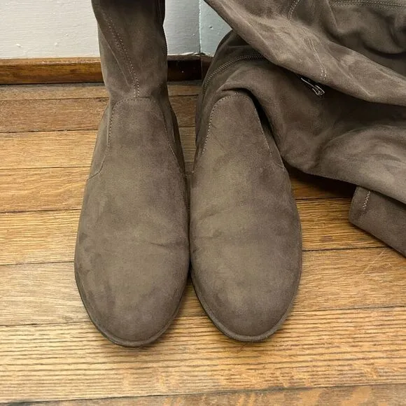 Marc Fisher Humor2 Over The Knee Boots Taupe Faux Suede Size 9.5 W