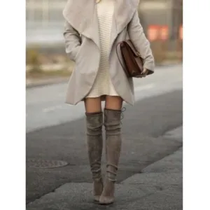 Marc Fisher Humor2 Over The Knee Boots Taupe Faux Suede Size 9.5 W