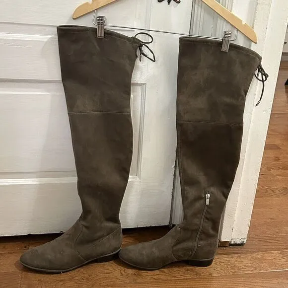Marc Fisher Humor2 Over The Knee Boots Taupe Faux Suede Size 9.5 W