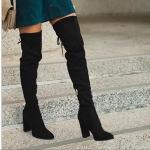 Marc FISHER Locket Over the Knee Boot Black Vegan Suede 7M