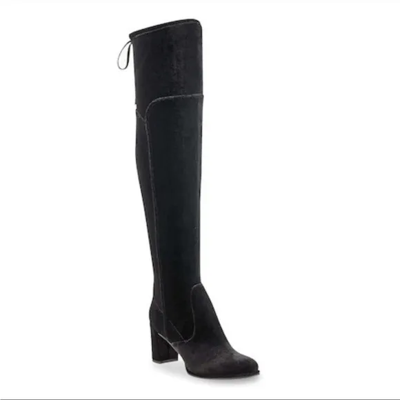 Marc FISHER Locket Over the Knee Boot Black Vegan Suede 7M