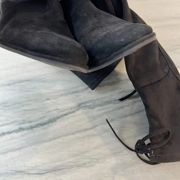 Marc FISHER Locket Over the Knee Boot Black Vegan Suede 7M