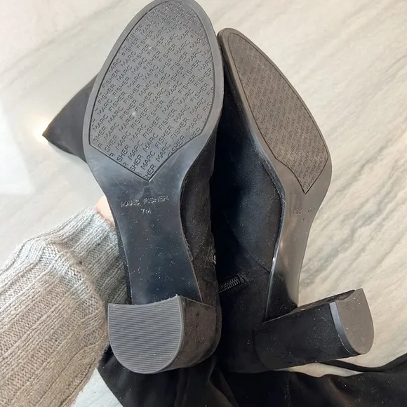 Marc FISHER Locket Over the Knee Boot Black Vegan Suede 7M
