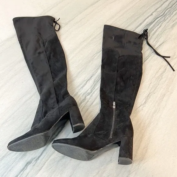 Marc FISHER Locket Over the Knee Boot Black Vegan Suede 7M