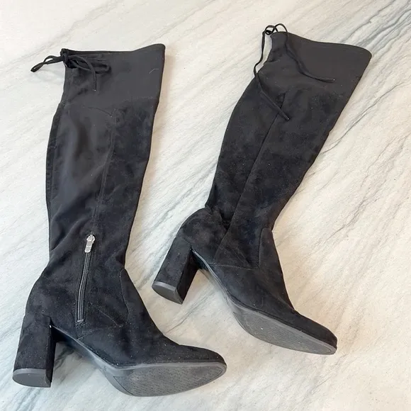 Marc FISHER Locket Over the Knee Boot Black Vegan Suede 7M
